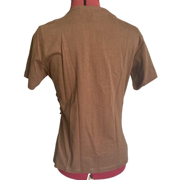 Mirror Image Women’s Size Small 100% Cotton Coined Beaded Twist Front Top Brown‎ - Picture 2 of 4
